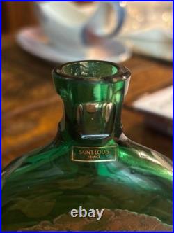 SAINT-LOUIS Flasque à alcool, en overlay de cristal, scène de chasse + coffret