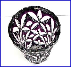 SAINT LOUIS Grand Vase en Cristal Doublé Améthyste Richement Taillé