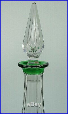 SAINT-LOUIS Grande Carafe à Vin (42cm) Cristal Overlay Vert Emeraude ca 1920