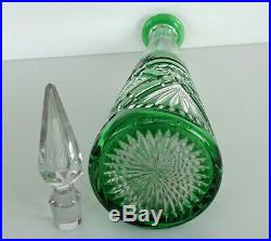 SAINT-LOUIS Grande Carafe à Vin (42cm) Cristal Overlay Vert Emeraude ca 1920