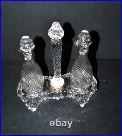 SAINT-LOUIS Huilier Vinaigrier en cristal moulé bambou torse signé 1900