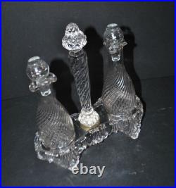 SAINT-LOUIS Huilier Vinaigrier en cristal moulé bambou torse signé 1900