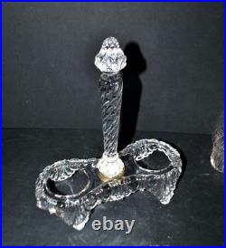 SAINT-LOUIS Huilier Vinaigrier en cristal moulé bambou torse signé 1900