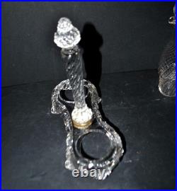SAINT-LOUIS Huilier Vinaigrier en cristal moulé bambou torse signé 1900
