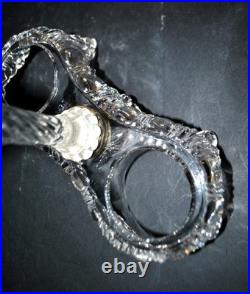 SAINT-LOUIS Huilier Vinaigrier en cristal moulé bambou torse signé 1900