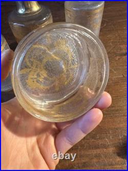 SAINT-LOUIS Lot 3 Flacons toilette + Poudrière CRISTAL givré doré Louis XVI