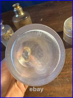 SAINT-LOUIS Lot 3 Flacons toilette + Poudrière CRISTAL givré doré Louis XVI