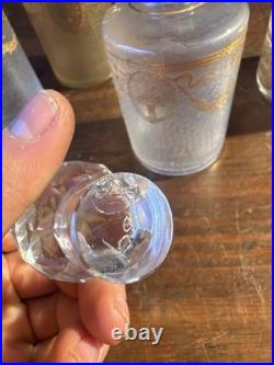 SAINT-LOUIS Lot 3 Flacons toilette + Poudrière CRISTAL givré doré Louis XVI