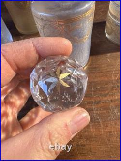 SAINT-LOUIS Lot 3 Flacons toilette + Poudrière CRISTAL givré doré Louis XVI