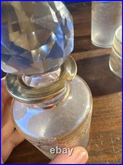 SAINT-LOUIS Lot 3 Flacons toilette + Poudrière CRISTAL givré doré Louis XVI