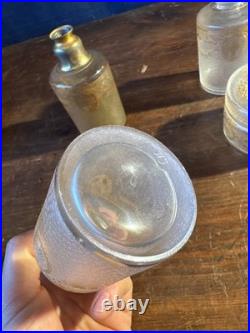 SAINT-LOUIS Lot 3 Flacons toilette + Poudrière CRISTAL givré doré Louis XVI