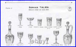 SAINT-LOUIS Lot 6 verres à vin Décor rocaille fleurs gravé à l'acide 1920 H13