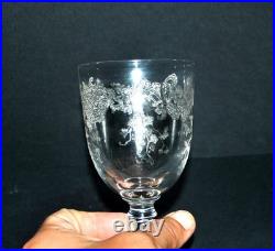 SAINT-LOUIS Lot 6 verres à vin Décor rocaille fleurs gravé à l'acide 1920 H13