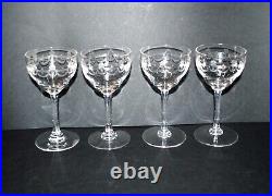 SAINT-LOUIS Lot de 4 verres à vin Cristal modèle SYLVA de 1930 gravé acide 13.5H