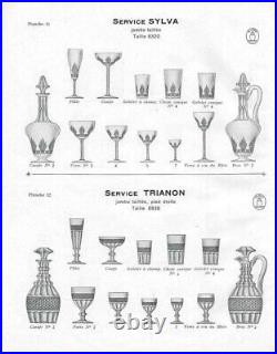 SAINT-LOUIS Lot de 4 verres à vin Cristal modèle SYLVA de 1930 gravé acide 13.5H