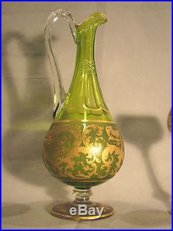 SAINT LOUIS Rare Service en Cristal de 1900 Carafe + 6 verres à vin Etiquette St