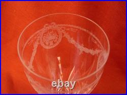 SAINT LOUIS, SAPHO, SERIE DE 5 VERRES A EAU EN CRISTAL GRAVE, FIN XIX-DEBUT XXème