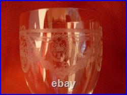 SAINT LOUIS, SAPHO, SERIE DE 5 VERRES A EAU EN CRISTAL GRAVE, FIN XIX-DEBUT XXème