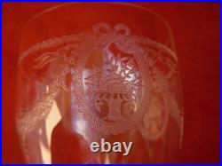 SAINT LOUIS, SAPHO, SERIE DE 5 VERRES A EAU EN CRISTAL GRAVE, FIN XIX-DEBUT XXème