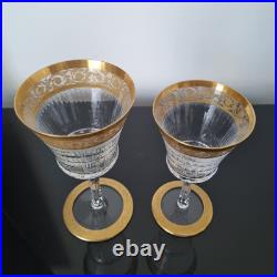 SAINT LOUIS THISTLE 2 Verres Vin Rouge et Blanc Cristal Taillé Signé A L'Or Fin SAINT LOUIS THISTLE 2 Verres Vin Rouge et Blanc Cristal Taillé Signé A L'Or Fin