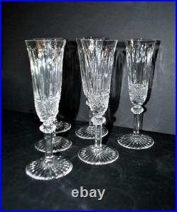 SAINT-LOUIS TOMMY x6 Flûtes champagne en cristal taillé diamant signé H18.5