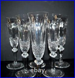 SAINT-LOUIS TOMMY x6 Flûtes champagne en cristal taillé diamant signé H18.5