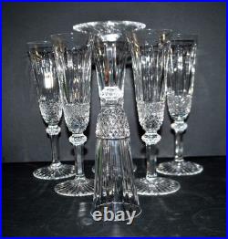 SAINT-LOUIS TOMMY x6 Flûtes champagne en cristal taillé diamant signé H18.5