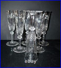 SAINT-LOUIS TOMMY x6 Flûtes champagne en cristal taillé diamant signé H18.5