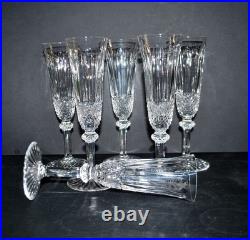 SAINT-LOUIS TOMMY x6 Flûtes champagne en cristal taillé diamant signé H18.5