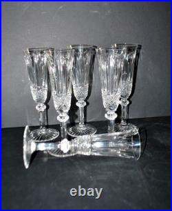 SAINT-LOUIS TOMMY x6 Flûtes champagne en cristal taillé diamant signé H18.5