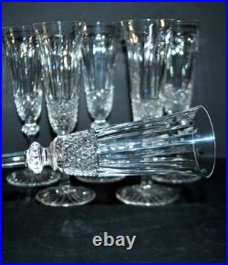 SAINT-LOUIS TOMMY x6 Flûtes champagne en cristal taillé diamant signé H18.5