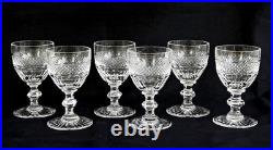 SAINT-LOUIS TRIANON 6 Verres à Vin Blanc Cristal Taillé Ht 11,5cm Signés