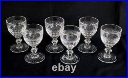 SAINT-LOUIS TRIANON 6 Verres à Vin Blanc Cristal Taillé Ht 11,5cm Signés