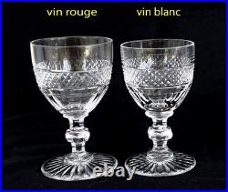 SAINT-LOUIS TRIANON 6 Verres à Vin Blanc Cristal Taillé Ht 11,5cm Signés