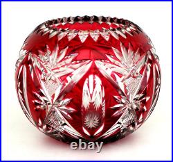 SAINT-LOUIS Vase Boule en Cristal Taillé Rouge Rubis