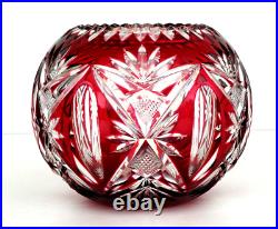 SAINT-LOUIS Vase Boule en Cristal Taillé Rouge Rubis