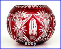 SAINT-LOUIS Vase Boule en Cristal Taillé Rouge Rubis