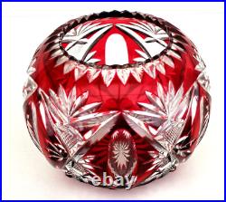 SAINT-LOUIS Vase Boule en Cristal Taillé Rouge Rubis