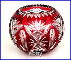 SAINT-LOUIS Vase Boule en Cristal Taillé Rouge Rubis