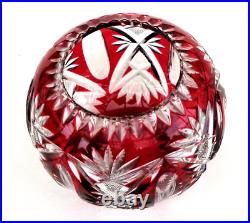 SAINT-LOUIS Vase Boule en Cristal Taillé Rouge Rubis