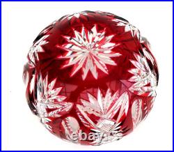 SAINT-LOUIS Vase Boule en Cristal Taillé Rouge Rubis