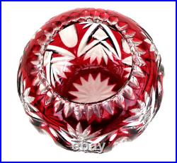 SAINT-LOUIS Vase Boule en Cristal Taillé Rouge Rubis