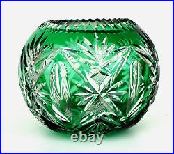SAINT-LOUIS Vase Boule en Cristal Taillé Vert Emeraude