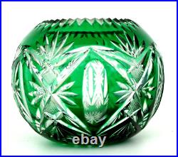 SAINT-LOUIS Vase Boule en Cristal Taillé Vert Emeraude