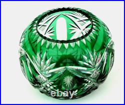 SAINT-LOUIS Vase Boule en Cristal Taillé Vert Emeraude