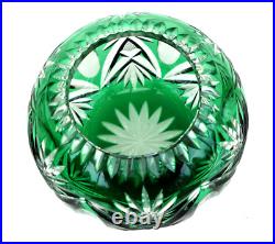 SAINT-LOUIS Vase Boule en Cristal Taillé Vert Emeraude