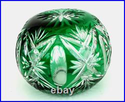 SAINT-LOUIS Vase Boule en Cristal Taillé Vert Emeraude
