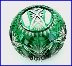 SAINT-LOUIS Vase Boule en Cristal Taillé Vert Emeraude