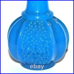 SAINT-LOUIS Vase Grenade Napoléon III opaline de cristal bleu Epoque 1845-1865