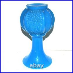 SAINT-LOUIS Vase Grenade Napoléon III opaline de cristal bleu Epoque 1845-1865